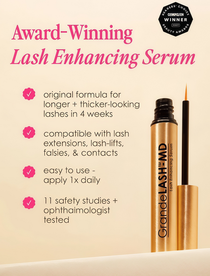 Grande Cosmetics GrandeLASH-MD Lash Enhancing Serum - Peptide & Vitamin Infused Formula for Longer, Thicker, Fuller Looking Lashes - Ophthalmologist Tested, Cruelty-Free