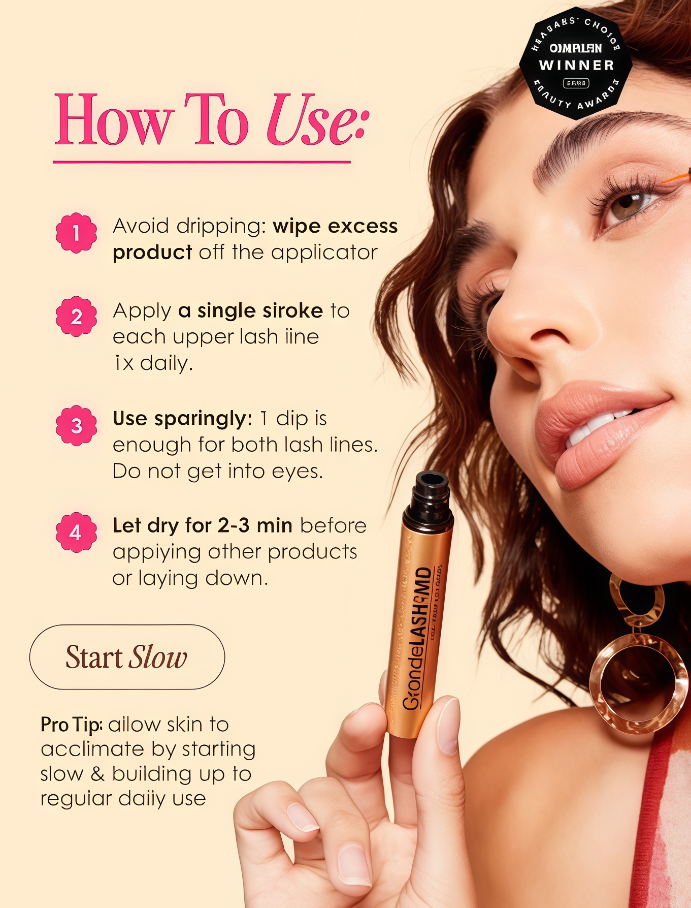 Grande Cosmetics GrandeLASH-MD Lash Enhancing Serum - Peptide & Vitamin Infused Formula for Longer, Thicker, Fuller Looking Lashes - Ophthalmologist Tested, Cruelty-Free